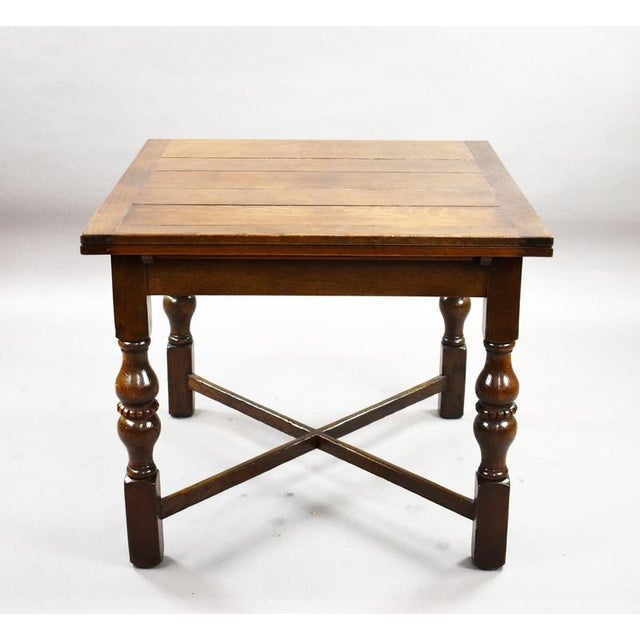Vintage Oak Draw Leaf Dining Table and Chairs, 1920, Set of 5 For Sale - Image 4 of 10