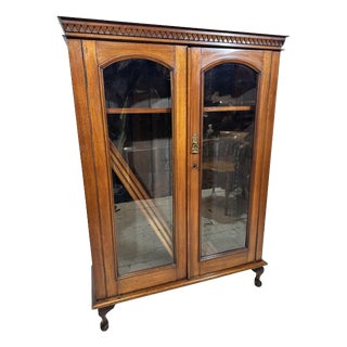 Victorian Adjustable Shelf Mahogany Bookcase with Glass Double Doors, 1850 For Sale