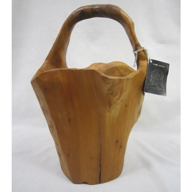 Tall Burlwood Sculpture, Bucket For Sale - Image 10 of 10