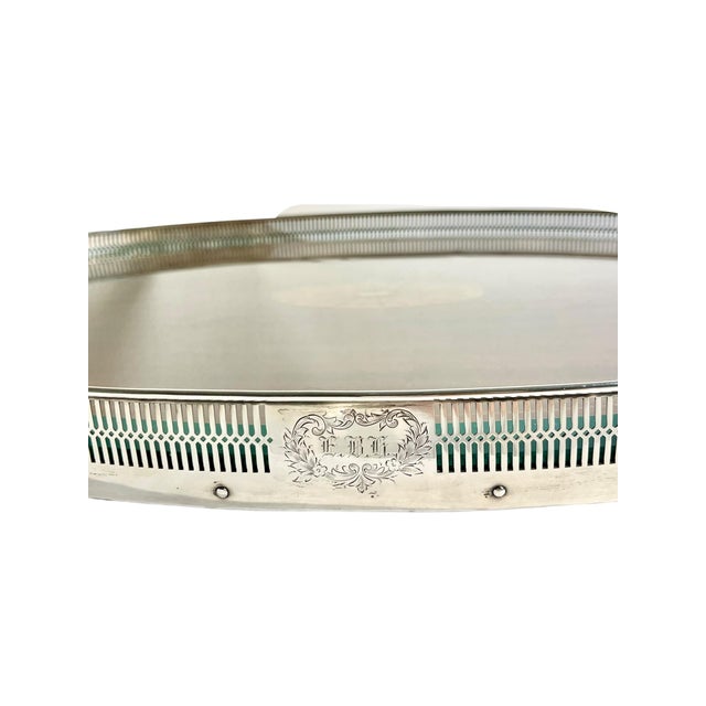 Antique Whiting Company Sterling Silver and Mahogany Gallery Cocktail Tray With Beveled Glass Insert For Sale - Image 12 of 18