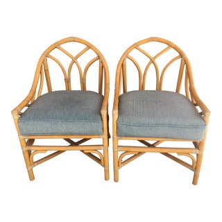 Late 20th Century Gothic Rattan Chairs- A Pair For Sale