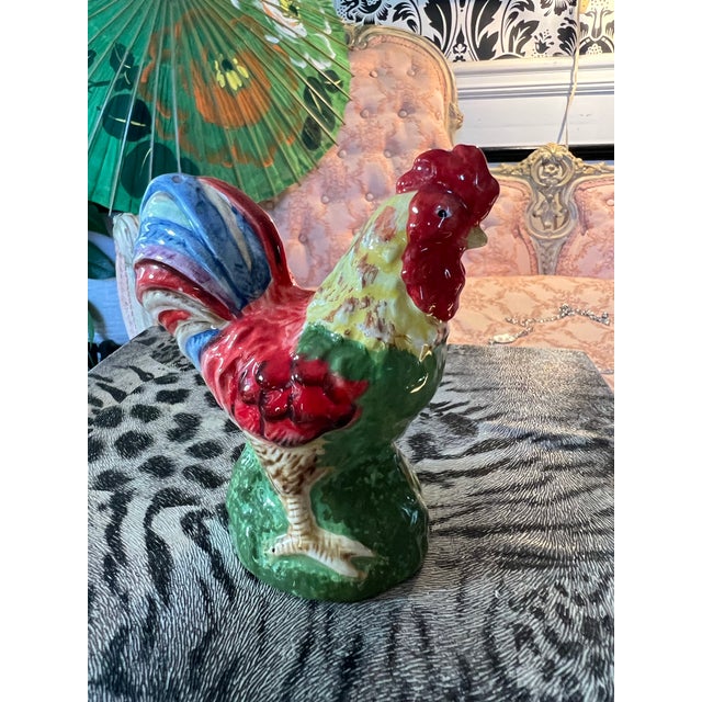 1970s 1970s Small Ceramic Hand Painted Rooster Salt Shaker For Sale - Image 5 of 7