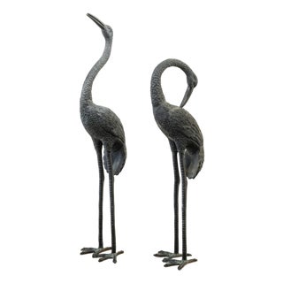 Unknown, Large Herons, 1950s, Bronze, Set of 2 For Sale