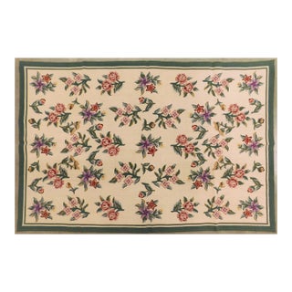 1990s Vintage Handmade Woolen Needlepoint. 4'x 6' For Sale