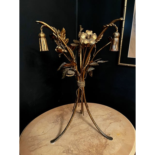 Italian Gilt Metal Flower and Tassel Side / End Table For Sale - Image 11 of 11