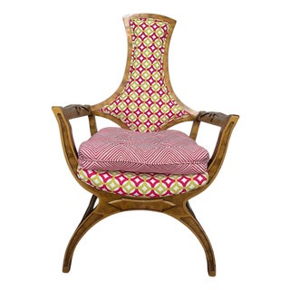 1960s-1970s Hollywood Regency Klismos-Style Chair-Premium Designer Upholstry For Sale