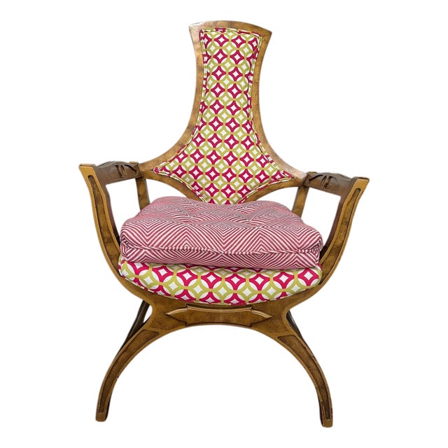 1960s-1970s Hollywood Regency Klismos-Style Chair-Premium Designer Upholstry For Sale