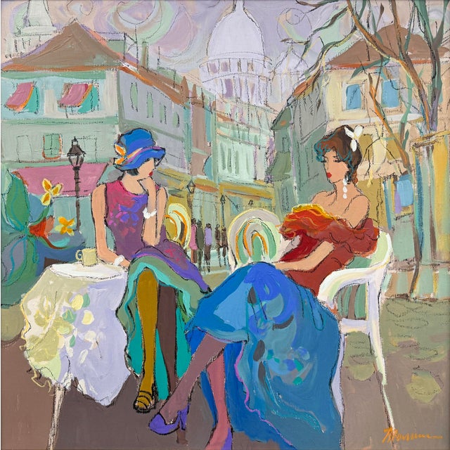 Original oil painting on canvas. Hand signed on front by Isaac Maimon. Artwork size: 30 x 30 inches. Frame size: 34.25 x...