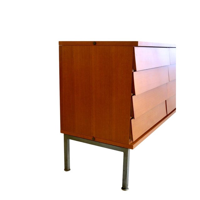 Wood Vintage French Chest of Drawers with Eight Drawers and Steel Base, 1950s For Sale - Image 7 of 10