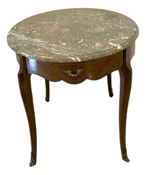 Victorian French Freestanding Kingwood Marble Top Lamp Table, 1880s