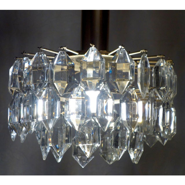 Metal Brass and Lead Crystal Chandelier from Bakalowits & Söhne, Vienna, Austria, 1960s For Sale - Image 7 of 8