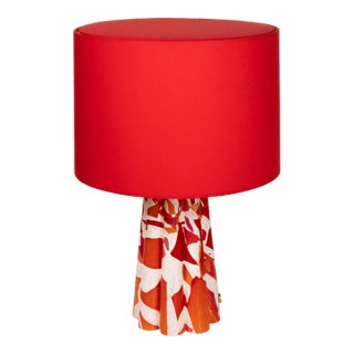 Stories of Italy Red Nougat Scallop Bucket Lamp with Red Lampshade For Sale