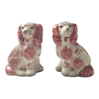 Vintage Reproduction Porcelain Staffordshire Dog Figurines, a Pair For Sale