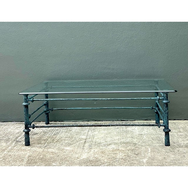 Vintage Patinated Wrought Iron Coffee Table After Giacometti For Sale - Image 10 of 12