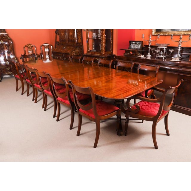 Vintage Triple Pillar Dining Table and Chairs by William Tillman, 1980s, Set of 15 For Sale - Image 14 of 15