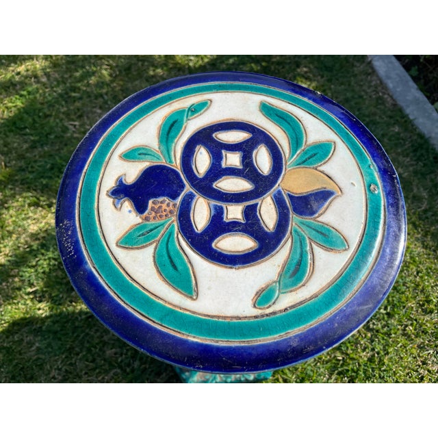 Early 20th Century Antique Chinese Turquoise Sancai Pottery Glazed Pedestals For Sale - Image 5 of 12