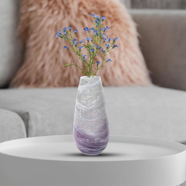 Swirled Smoke and Aubergine Torpedo Glass Vase- Tall For Sale - Image 10 of 10