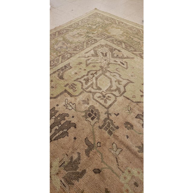 Textile Antique Oushak Carpet, Handmade Oriental Rug, Soft, Taupe, Brown, Beige For Sale - Image 7 of 15