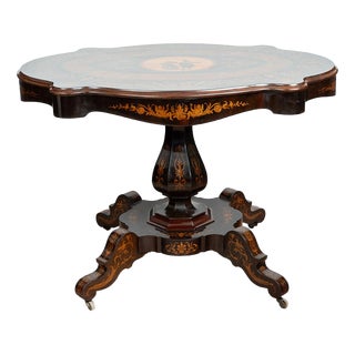 Antique Center Table in Exotic Woods, Nice, 19th Century For Sale