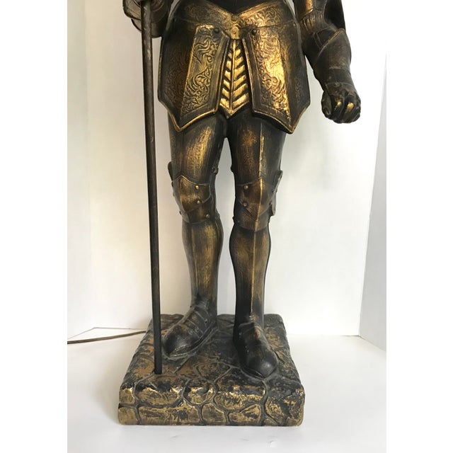 Vintage Knight in Full Armor Table Lamp For Sale - Image 4 of 10