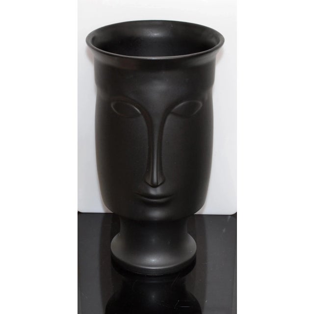 Mid-Century Modern Black Face, Head Ceramic Vase Pottery For Sale - Image 11 of 13