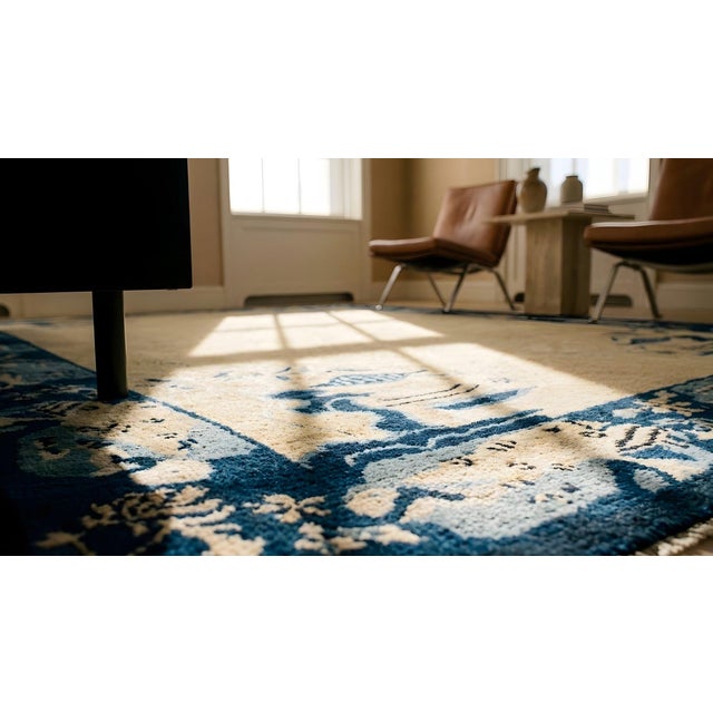 1920s Beige Open Field Traditional Antique Chinese Peking Carpet 5' X 7'10" Wool Knoted Rug For Sale - Image 12 of 12