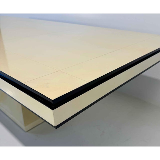 Italian Art Deco Table in Parchment Leather with Black Profiles, 1940s For Sale - Image 11 of 12