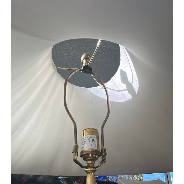 Brass Vintage Chinoiserie Fruit & Lotus Porcelain Brass Table Lamp For Sale - Image 8 of 11