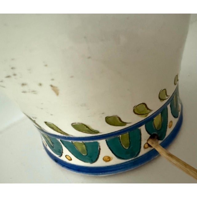 Petite Italian Sgraffito Flower Jug Pottery Accent Table Lamp For Sale - Image 10 of 12