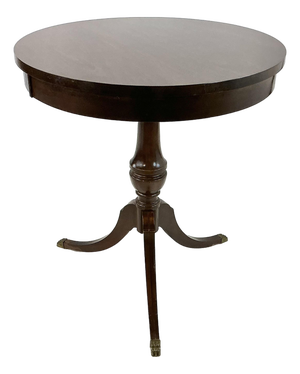 1960s Vintage French Empire Federal Mersman Round Tripod Pedestal Side Table.