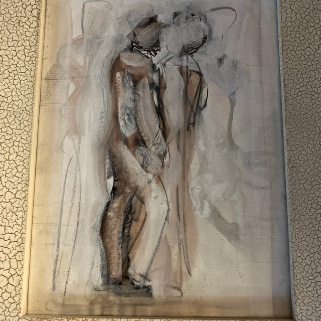 Original drawing/painting on paper 6 x 8 unsigned Overall size with vintage frame is 9.5 x 11.5