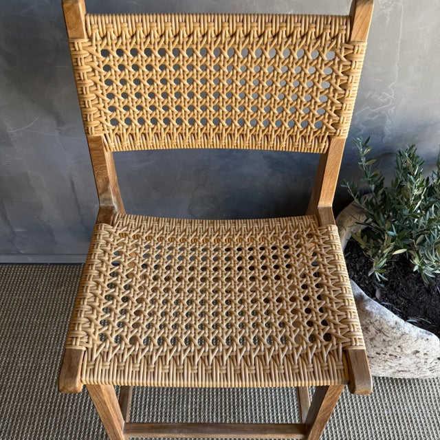 Indoor Outdoor Solid Teak Wood Counter Height Stool For Sale - Image 9 of 11