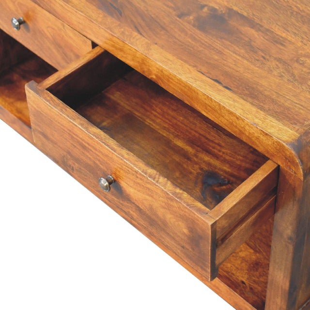 Not Yet Made - Made To Order Chestnut-Finish Mango Wood Curved Coffee Table For Sale - Image 5 of 8