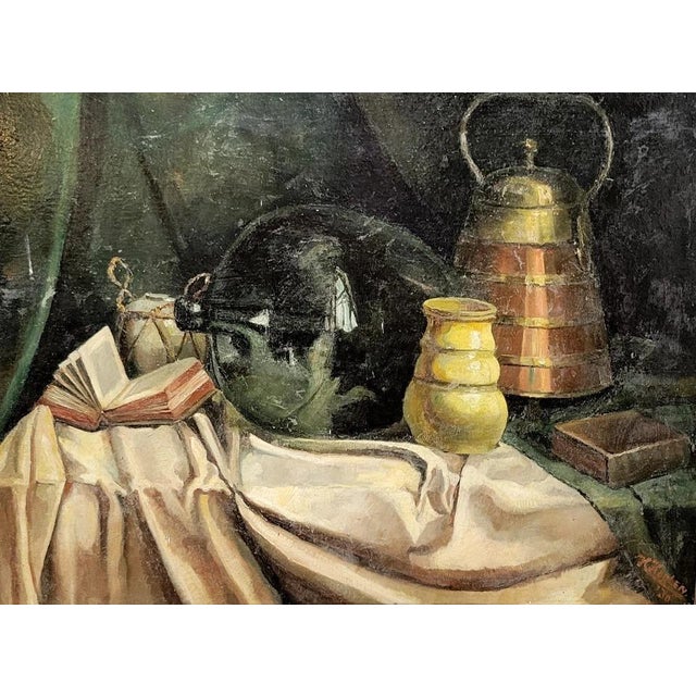 Harry Koolen, Composition with Objects, 1920s-1940s, Large Oil on Canvas For Sale - Image 4 of 6