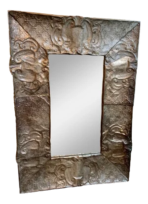 Artisan Hand-Made Sculpted Tin Framed Wall Mirror