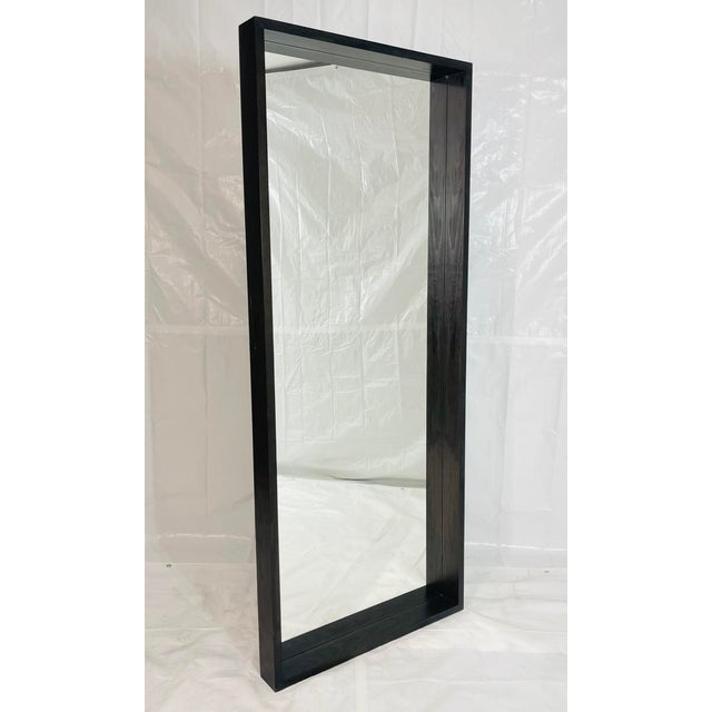 Contemporary Large Rectangular Floor Mirror in Dark-Stained Wood For Sale - Image 3 of 14