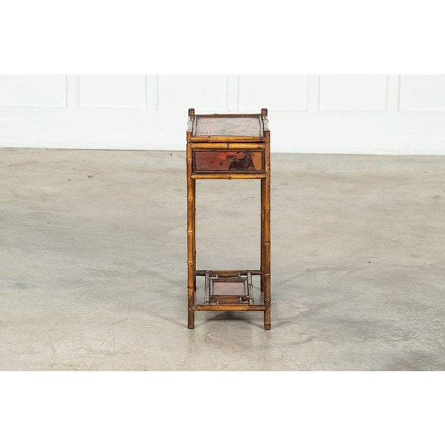 Antique English Bamboo Sewing Side Table, 1910 For Sale - Image 11 of 17