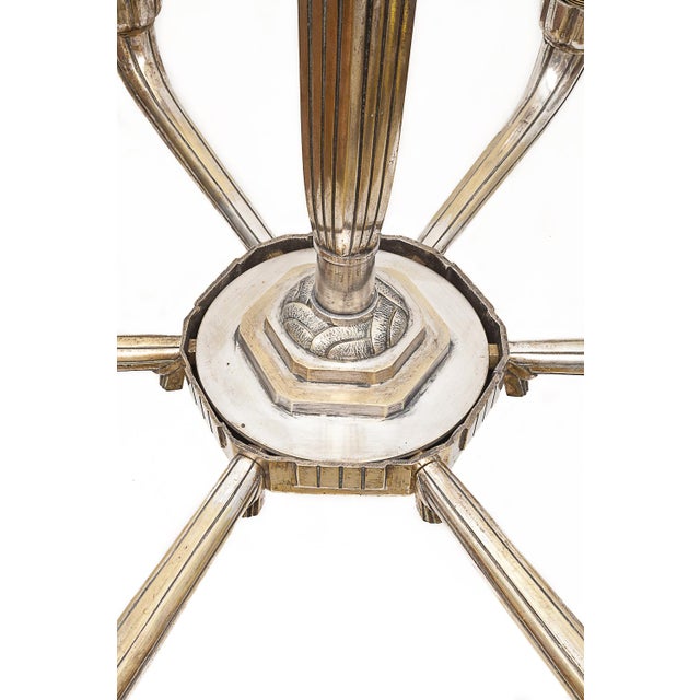 Gold Art Deco Silver-Plated Brass Chandelier, 1920s For Sale - Image 8 of 12