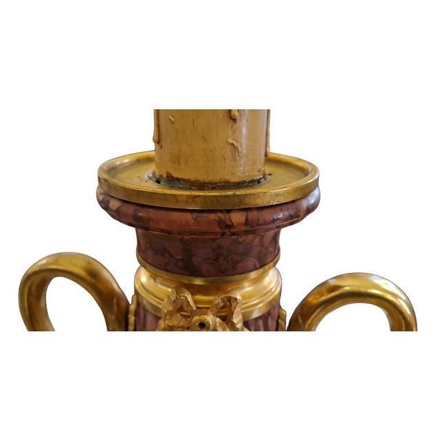 French Napoleon III Red Marble Lamp, 1800s For Sale - Image 6 of 12