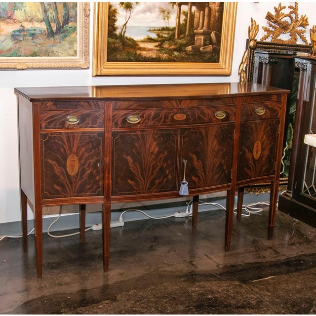 Hepplewhite 1900-1909 Williams- Kemp Flame Mahogany Federalist Hepplewhite- Sideboard For Sale - Image 3 of 6