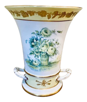 Vintage Mottahedeh Gilt Vase With Floral and Grape Wine Gilt Decoration and Handles