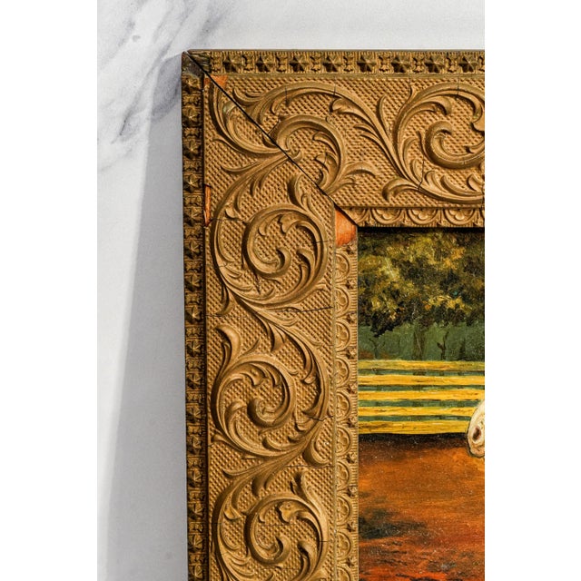 Charming Antique 19th Century Equestrian Oil Painting White Horse Portrait Folk Art Equestrian English Country Home Decor For Sale - Image 11 of 14