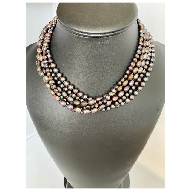 Late 20th Century Freshwater Peacock Pearl Necklace For Sale - Image 4 of 7
