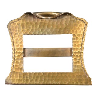 Roycroft Arts & Crafts Brass Finished Hammered Copper Desk Calendar Frame or Picture Frame For Sale