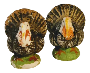 Bisque Porcelain Table Turkey Figurines Pair