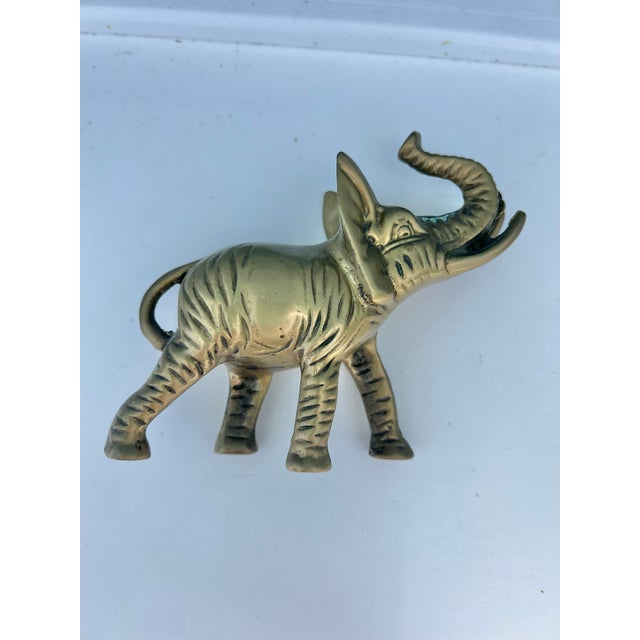 Mid-Century Modern Mid 20th Century Brass Elephant Trunk Up For Sale - Image 3 of 4