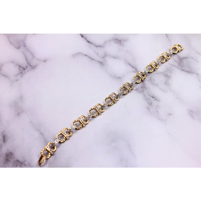 Diamond Horse Shoe Pave Link Layered Rope Fashion 14 Karat Yellow Gold Bracelet For Sale - Image 4 of 13