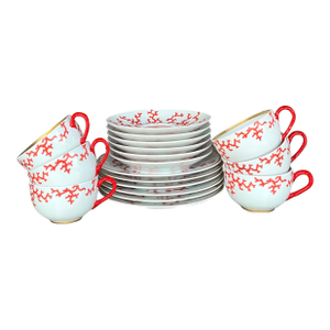 Vintage Coastal Alberto Pinto for Raynaud Limoges “Christobal” Dessert Service for 6- 18 Pieces