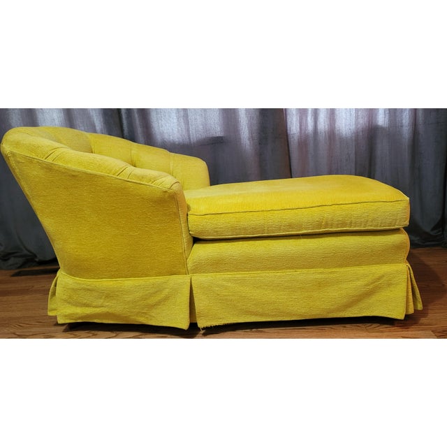 1960s 1960s Vibrant Yellow Mid-Century Sofa Chaise Lounge Tufted Velvet For Sale - Image 5 of 11
