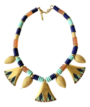 Metropolitan Museum of Art Gold Tone and Glass Museum Collection Beaded Necklace